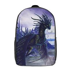 FEIGENBAOMU Kinderschulrucksack Drache Erwachsener Rucksack Rucksack Junge Mädchen Kind Schultasche Student Mode Rucksack 17 Zoll 3D gedruckter Rucksack von FEIGENBAOMU