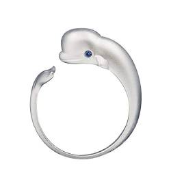 Einstellbare Ring Frauen,S925 Sterling Silber Moderne Kreative Wal Tier Blau Zirkonia Mode Verstellbare Open Knuckle Schwanz Ring Finger Joint Zehenring Schmuck Für Frauen Mädchen Geschenk Hochzei von FEIHUI