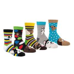 FEINSCHÖN 6 Paar Kinder Socken mit Lustigen Motiven – Weiche Naht, Baumwollmischung – Monster, Dinos, Katzen, Hunde, Einhörner, Oeko-Tex 100 (31-34, Lustige Hunde) von FEINSCHÖN