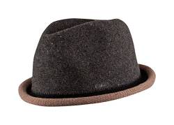 FEINZWIRN Boston - moderner Trilby Hut in 4 Farben mit farbig abgesetzer Krempe - Top Qualität (Brown-Grey-L-XL 60-61cm) von FEINZWIRN