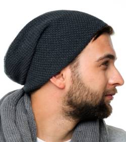 FEINZWIRN Osak - Trendige Strick Beanie Mütze für Herren und Damen - Strickmütze 100% Baumwolle (Grey) von FEINZWIRN