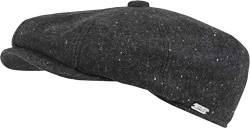 FEINZWIRN Oscar - Gatsby Schiebermütze Flatcap im 30iger Jahre Design und Melangemuster - Schirmmütze Flatcap L-XL (dunkelgrau-White-dots) von FEINZWIRN