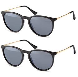 FEINZWIRN Vintage Sonnenbrille in weltberühmter Optik mit Metallbügeln - Retro Brille (Set 2 smoke) von FEINZWIRN