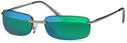 sportlich elegante Sonnenbrille "Trento" rahmenlos mit Flexbügeln + Brillenbeutel - Agent Smith Sonnenbrillen (grünblau-silber) von FEINZWIRN