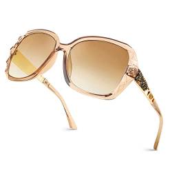 FEISEDY Lese Sonnenbrille Damen Groß Lesebrille Vintage Brille mit Glitzer Strass und UV Schutz B2923 von FEISEDY