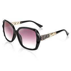 FEISEDY Lese Sonnenbrille Damen Groß Lesebrille Vintage Brille mit Glitzer Strass und UV Schutz B2923 von FEISEDY