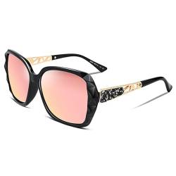 FEISEDY Polarisierte Sonnenbrillen Damen Groß, UV400 Schutz Prickelnd Composite Rahmen Retro Vintage Trendy Sonnenbrillen B2289 von FEISEDY