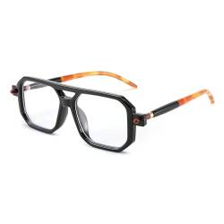 FEISEDY Retro 70er 80er Blaufilterbrille Damen Herren Flache Rechteckige Brillen ohne Stärke Blockiert Blaueslicht Computerbrille B0062 von FEISEDY