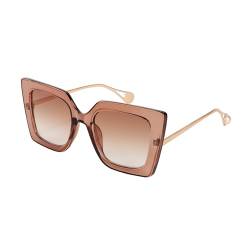 FEISEDY Retro 70er Jahre Sonnenbrille Damen Übergröße Eckig Brille, Metallbügel mit Perlenintarsie, mit Farbverlauf und UV400-Schutz B2625 von FEISEDY