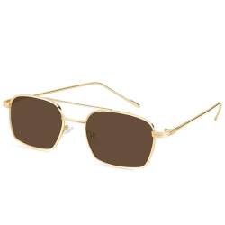 FEISEDY Retro 70er Jahre Sonnenbrille Quadratisch Damen Herren Vintage Brillen mit Metallrahmen UV400 Schutz B1036 von FEISEDY