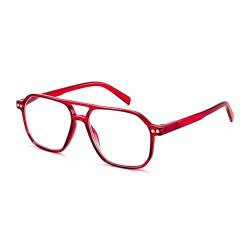 FEISEDY Retro 70er Lesebrille Blaulichtfilter Brille Quadratisch Herren Damen Nerdbrille Computerbrille mit Klare Linse B0068 von FEISEDY