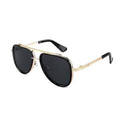 FEISEDY Retro 70er Sonnenbrille Herren Gold Vintage Klassische Sonnenbrillen Mode Metallrahmen UV400 Schutz B0036 von FEISEDY