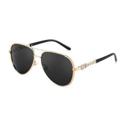 FEISEDY Retro 70er Sonnenbrille Polarisiert Damen Klassische Vintage Sonnenbrillen mit Metallrahmen UV400 Schutz B4147 von FEISEDY