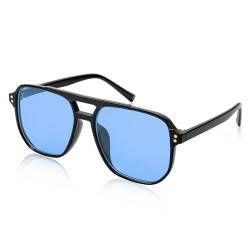 FEISEDY Retro Square Sonnenbrille Damen Herren 70er Jahre Vintage Trendy Brille Klassisch mit Double Brücke UV400 Schutz B2835 von FEISEDY