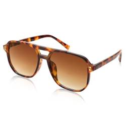 FEISEDY Retro Square Sonnenbrille Damen Herren 70er Jahre Vintage Trendy Brille Klassisch mit Double Brücke UV400 Schutz B2835 von FEISEDY