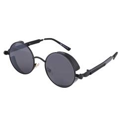 FEISEDY Retro Steampunk Sonnenbrille Rund mit Metallrahmen Vintage Brille für Herren Damen UV400 Schutz B1857 von FEISEDY