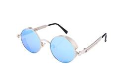 FEISEDY Retro Steampunk Sonnenbrille Rund mit Metallrahmen Vintage Brille für Herren Damen UV400 Schutz B1857 von FEISEDY