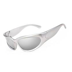 FEISEDY Schnelle Brille Rave Wraparound Futuristische Sonnenbrille Punk Sportbrille Y2K Coole Techno Brillen für Herren Damen mit UV400 Schutz B2951 von FEISEDY