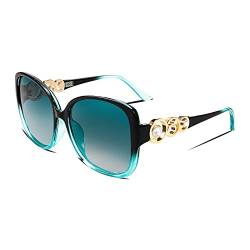 FEISEDY Sonnenbrille Damen Polarisiert Groß Vintage 70er 80er Jahre Brille mit Mit Perleneinlage & UV400 Schutz B2821 von FEISEDY