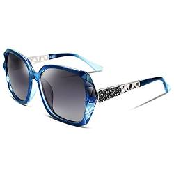 FEISEDY Sonnenbrille Damen Polarisiert Klassisch Groß Frauen Sonnenbrillen mit Strass Rahmen und UV400 Schutz B2289 von FEISEDY