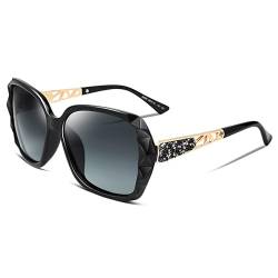 FEISEDY Sonnenbrille Damen Polarisiert Klassisch Groß Frauen Sonnenbrillen mit Strass Rahmen und UV400 Schutz B2289 von FEISEDY