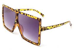 FEISEDY Übergroße Quadratisch Sonnenbrille Modisch Einteilig Flat Top Großer Rahmen UV400 Schutz Damen B2539 von FEISEDY
