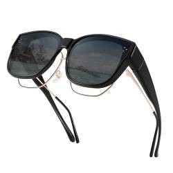 FEISEDY Überzieh Sonnenbrille Polarisiert für Brillenträger Überziehbrille Damen Herren Fit-over Überbrille Groß mit UV400 Schutz B2849 von FEISEDY