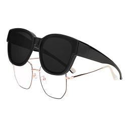 FEISEDY Überzieh Sonnenbrille Polarisiert für Brillenträger Überziehbrille Herren Damen Überbrille Groß Fit-Over mit Verspiegelte Linsen & UV400 Schutz B2922 von FEISEDY