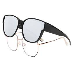 FEISEDY Überzieh Sonnenbrille Polarisiert für Brillenträger Überziehbrille Herren Damen Überbrille Groß Fit-Over mit Verspiegelte Linsen & UV400 Schutz B2922 von FEISEDY