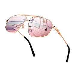 FEISEDY Vintage 70er Brille Polarisierte Herren Damen Sonnenbrille mit Metallrahmen und UV400 Schutz B2364 von FEISEDY