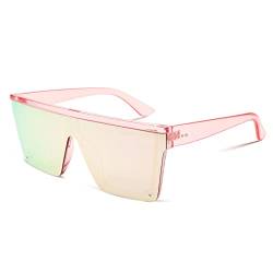 FEISEDY Vintage Flat Top Sonnenbrille Herren Damen Groß Verspiegelt UV400 Schutz Randlose xxl Sonnenbrille Rechteckige Sonnenbrillen B2470 von FEISEDY
