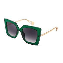 FEISEDY Vintage Sonnenbrillen Damen UV400 Schutz Klassisch Rechteckig Design Trendy Übergroße Brillen B2625 von FEISEDY