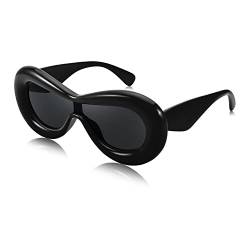FEISEDY Y2K Aufgeblasene Cat Eye Sonnenbrille Damen Cool Futuristisch Eyewear Lustig Stylisch Seltsam Sonnenbrille für Trend Street Style mit Sexy Lippen Rahmen B9088 von FEISEDY