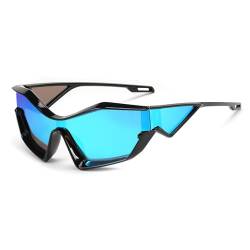 FEISEDY Y2K Futuristische Sonnenbrille Punk Techno Brillen Coole Schnell Brille Rave Konzert Alien Partybrille mit UV-Schutz B9131 von FEISEDY