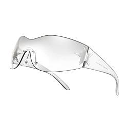 FEISEDY Y2K Wraparound Sonnenbrille Damen Punk Randlose Brille Mit Sternform-Tag Futuristisch und Techno-Stil B9090 von FEISEDY