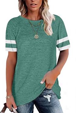 FEKOAFE Damen Pullover Kurzarm Damen Tshirt 2XL Shirt Plus Size Damen Green L von FEKOAFE