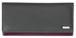 Felda - Damen Geldbörse mit 23 Kartenfächern & Münzfach - RFID-Blocker - aus Echtleder - längliches Format - Grau Mehrfarbig von FELDA