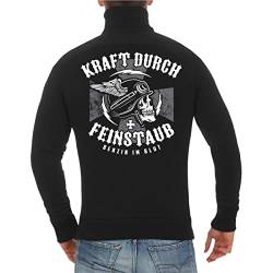 FELDWEGHEIZER Herren Jacke Sweatjacke Biker Totenkopf Kraft durch Feinstaub (mit Rückendruck) Größe S - 5XL von FELDWEGHEIZER