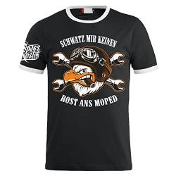 FELDWEGHEIZER Männer Tshirt Schwatz Mir keinen Rost ans Moped Motorrad Sprüche von FELDWEGHEIZER