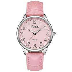 FEMBW Damen Echtleder Armband Armband Uhr japanische Quarzwerk, arabische Ziffern, 50M wasserdicht von FEMBW