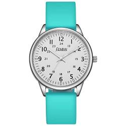Uhren Damen Armbanduhr Damenuhr Silikonarmband Uhr Arabische Ziffern Analoge Uhr Quarzuhr Kleideruhr für Frauen Mädchen 50M Wasserdicht(Grün/Weiß/Fluoreszenzskala) von FEMBW