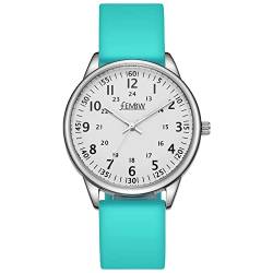 Uhren Damen Armbanduhr Damenuhr Silikonarmband Uhr Arabische Ziffern Analoge Uhr Quarzuhr Kleideruhr für Frauen Mädchen 50M Wasserdicht (Grün/Weiß/Zweitmarker) von FEMBW