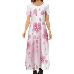 FENAC Kirschblüte Damen Maxikleid Lang Kleid Strandkleid Freizeitkleid von FENAC