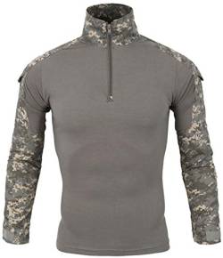 FENG Tactical Military Combat T-Shirt für Herren Langarm Slim Fit Camo Shirt Militäruniform Airsoft Zubehör Jagd Wandern (ACU Camo,M) von FENG