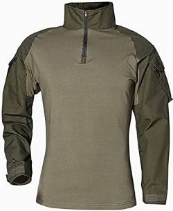 FENG Tactical Military Combat T-Shirt für Herren Langarm Slim Fit Camo Shirt Militäruniform Airsoft Zubehör Jagd Wandern (Green,5XL) von FENG