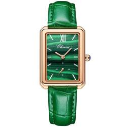 FENKOO Frauen Uhren Luxus Mode Damen Quarzuhr Wasserdicht Einfache Kreative Leder Armbanduhr Freundin Geschenk (Farbe : Green Green) von FENKOO