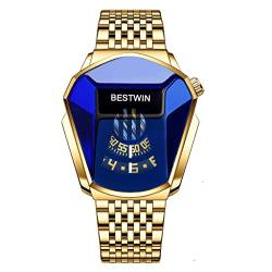 FENKOO Luxusmarke Sport Militäruhr Männer Gold Edelstahl Quarz wasserdichte Armbanduhren Uhr von FENKOO