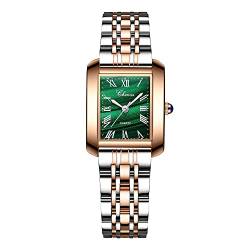 FENKOO Mode Damen kleine quadratische Quarzuhr Stahlband Diamant wasserdicht kleine grüne Uhr (Farbe : 11) von FENKOO