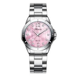 FENKOO Mode Damenuhr Stahlband Diamant Handgelenk wasserdicht Edelstahl Quarzuhr (Farbe : Rosa) von FENKOO