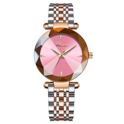 FENKOO Rose Gold Frauen Uhren wasserdichte Uhr Quarzuhr Damen Edelstahl Armbanduhr relogios Feminino (Farbe : Rosa) von FENKOO